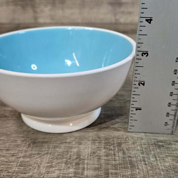 Rae Dunn Artisan Collection Ceramic CEREAL Bowl Blue Interior 5.5 Inches White - Picture 7 of 8